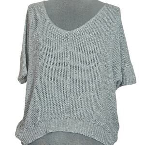 Brand Bazar Silver Metallic Open Knit Sweater Size Medium